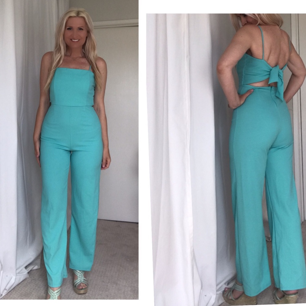 🥂Aqua Back Tie Jumpsuit🌟 - Picture 2 of 3